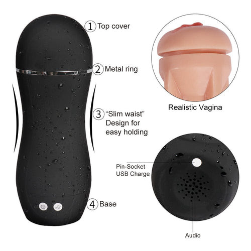 Männliche Masturbatoren mit 10 Vibrationen und stöhnender Pussy-Tasche 