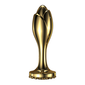 Lurevibe - Pearl Rose Anal Plug Gold Stainless Steel For Male And Female Anal Expansion - Lurevibe