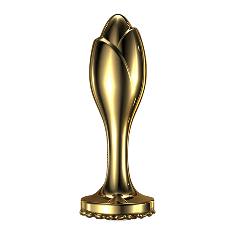 Lurevibe - Pearl Rose Anal Plug Gold Stainless Steel For Male And Female Anal Expansion - Lurevibe
