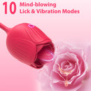 Lurevibe - Rose Female Tongue Licking Egg Jumping Telescopic Masturbation Device Double-headed Vibrating Sex Toy - Lurevibe