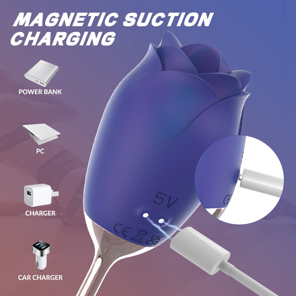 Silicone Rose Vibrator With Tongue Lickingfor Women - Lurevibe