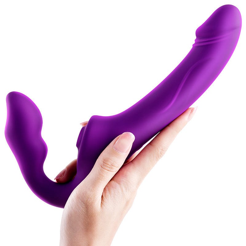 Lurevibe - Wireless Remote Control Vibrating Double Head Sucking And Inserting Simulated Penis Female Massage Stick - Lurevibe