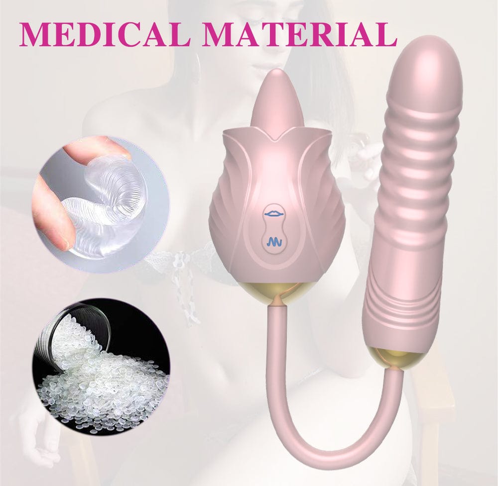Lurevibe - New Rose Toy Warming G-spot Tongue Licking Vibrator - Lurevibe