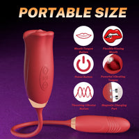 Lurevibe - Rose Muncher Rose Kiss Tongue Vibrator With Thrusting Dildo Vibrator - Lurevibe