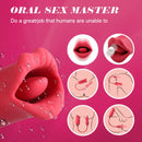 Lurevibe - Rose Muncher Scarlet Rose kiss 3-in-1 Bitting & Thrusting Vibrator - Lurevibe