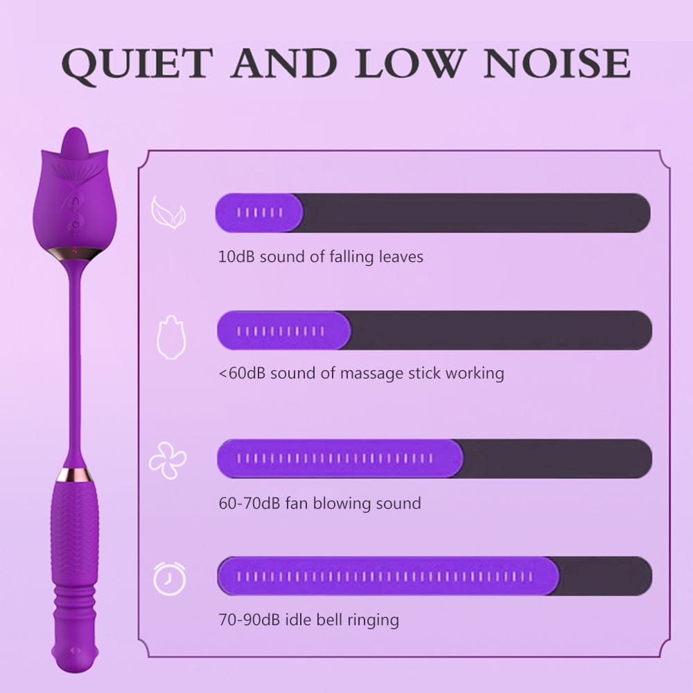 Lurevibe - Purple Rose Toy Rotating Pearls Telescopic Tongue-licking Vibrator - Lurevibe