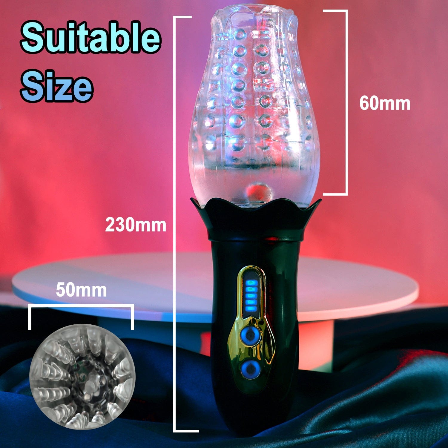 Lurevibe - Male Rose Penis Trainer Rotating Vibrating Deepthroat Masturbator - Lurevibe