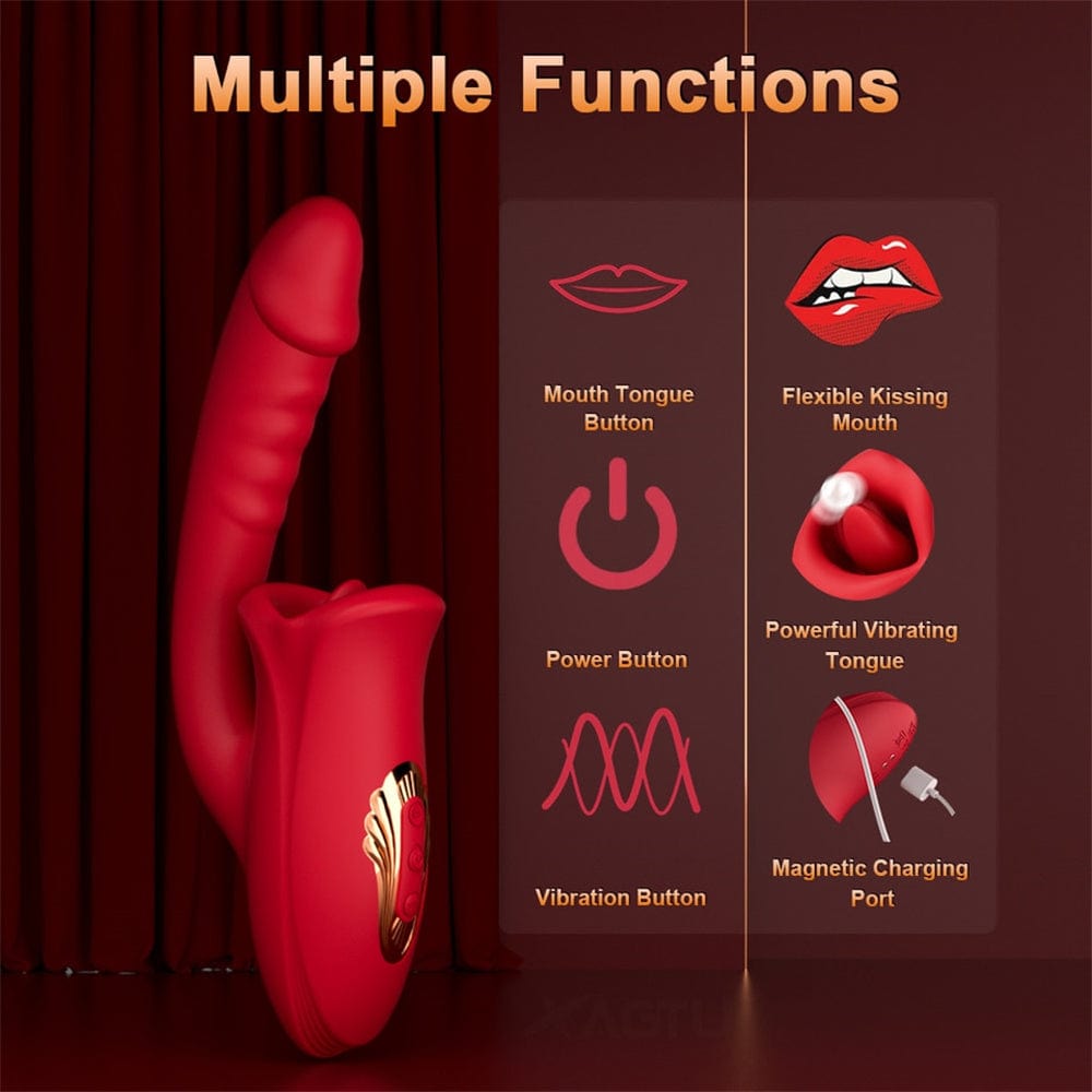 Lurevibe - Rose Muncher Mouth Shaped Lip Biting Vibrator With G Spot Vibrator - Lurevibe